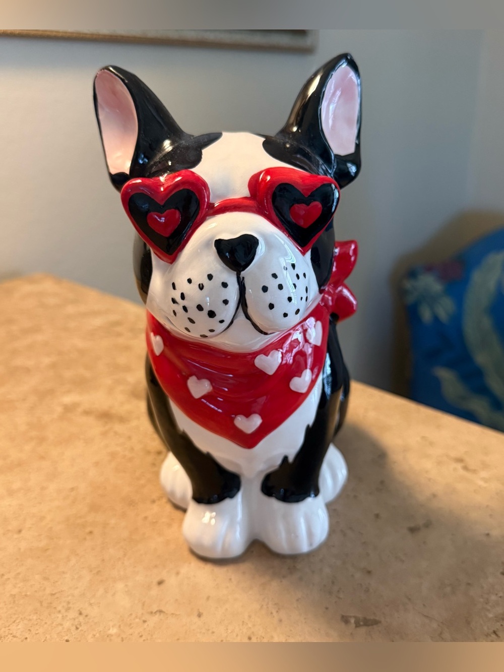 NEW Black & White French Bulldog Frenchie Ceramic Statue Figurine